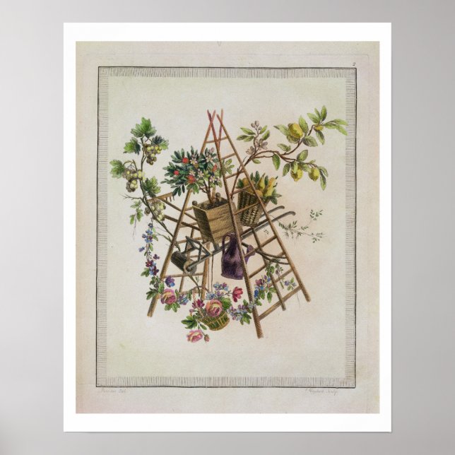 Poster A garden textile design , from 'Oeuvre contenant u (Frente)