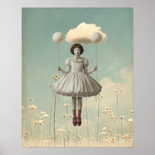 Poster A Garota & Sua Nuvem   Arte de Livro de Histórias 