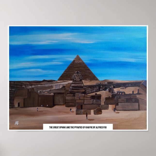 Poster A Grande Esfinge e a Pirâmide de Khafre (Frente)
