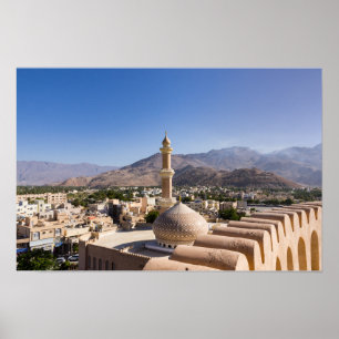 Poster A Grande mesquita e minarete em Nizwa - Omã