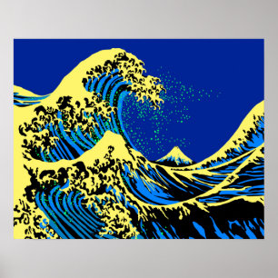 Pôster A grande onda de Hokusai na decoração do estilo 