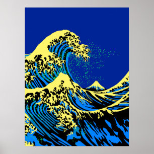 Poster A grande onda de Hokusai no acento do estilo do