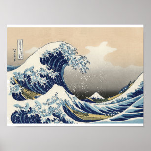 Poster A Grande Onda de Kanagawa por Hokusai Japonês