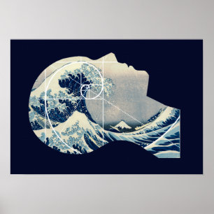 Poster A grande onda, Hokusai encontra Fibonacci em minha