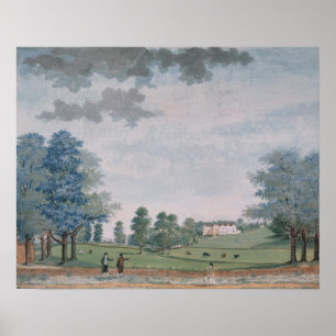 Pôster A grandes casa e parque em Chawton, c.1780