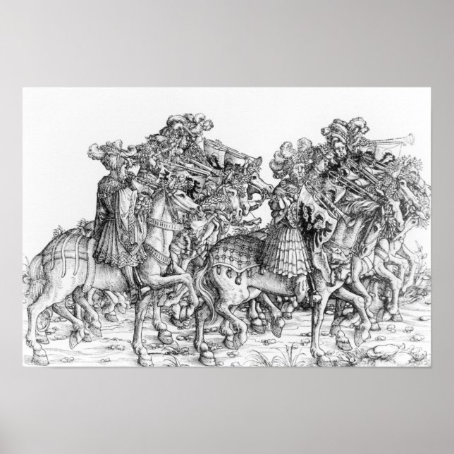 Poster A group of mounted trumpeters (Frente)