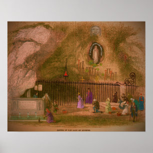 Pôster A gruta de nossa senhora de Lourdes. 1800s