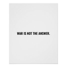 Pôster A guerra não é a resposta do texto branco negro co