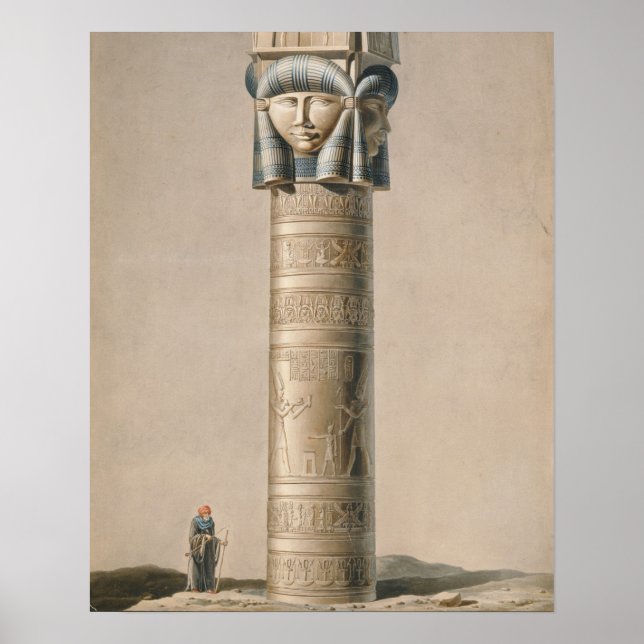 Poster A Hathor headed pillar at Dendarah, illustration ' (Frente)