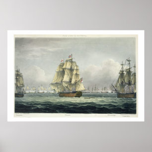 Pôster A HMS Victory que navega para a linha francesa