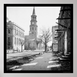 Pôster A igreja de St Michael em Charleston, SC 1865