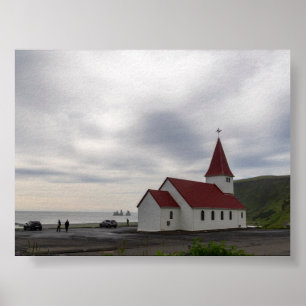 Poster A igreja de Vik na Islândia