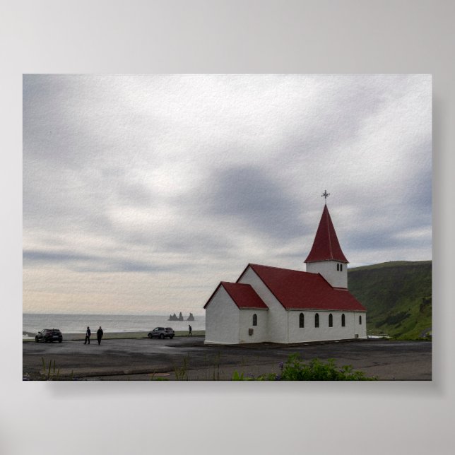 Poster A igreja de Vik na Islândia (Frente)