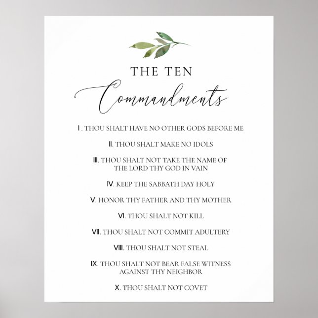 Poster A Igreja dos Dez Mandamentos da Bíblia Cristã Vers (Frente)