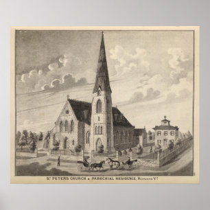 Poster A igreja e a residência paroquial de St Peter