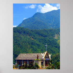 Poster A igreja pequena nas montanhas