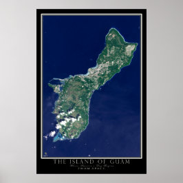 Poster A Ilha de Guam do Mapa do Satélite Espacial