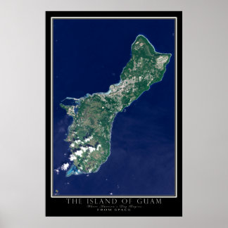 Poster A Ilha de Guam do Mapa do Satélite Espacial