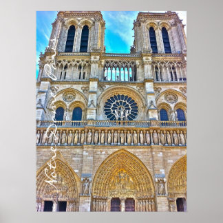 Pôster A ilustração da catedral de Notre Dame.