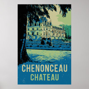 Poster A ilustração original de Chenonceau castelo França