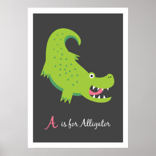 Pôster A is for Alligator - Alphabet Friends Art Impressã