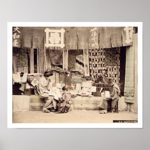Poster A Japanese cloth store, c.1890 (hand coloured phot