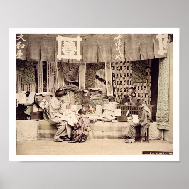 Poster A Japanese cloth store, c.1890 (hand coloured phot (Frente)