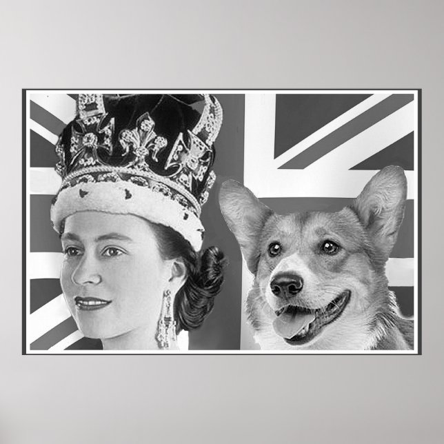 Pôster A jovem Elizabeth II e o seu Corgi (Frente)