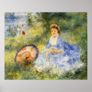 Poster A jovem mulher de Renoir com um guarda-chuva japon