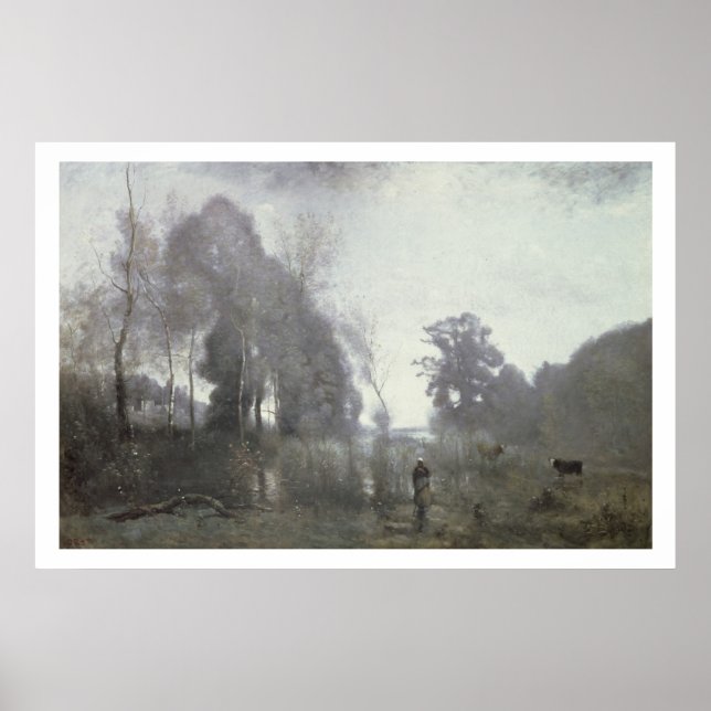 Poster A lagoa de Ville d'Avray, 1868 (óleo na canvas) (Frente)