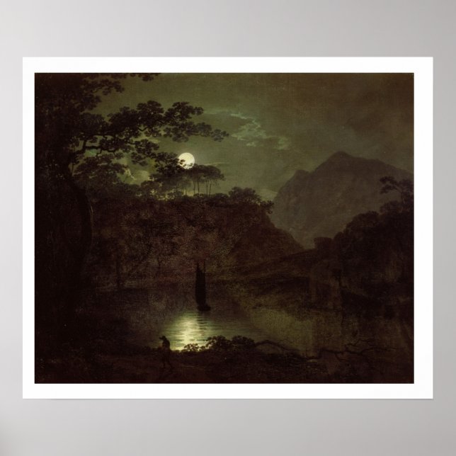 Poster A Lake by Moonlight, c.1780-82 (oil on canvas) (Frente)