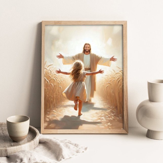 Poster A Leap of Faith, Christian Art, Jesus and Girl Art (Criador carregado)
