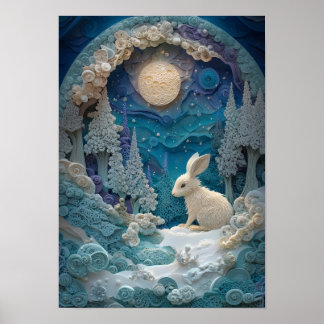 Poster A Lebre de Snowshoe | Noite de inverno em neve na