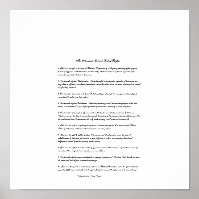 Pôster A Lei dos Direitos dos Liberais Americanos (Frente)