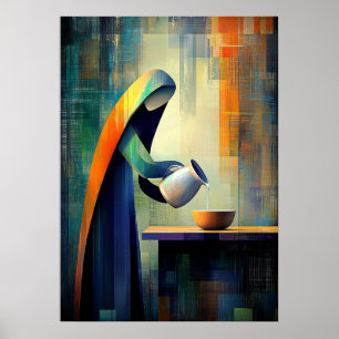 Poster A Leiteira - Cubista Inspirada em Vermeer