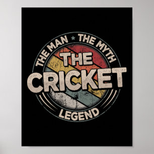 Poster A Lenda do Críquete Retro Cricketer Homens Críquet