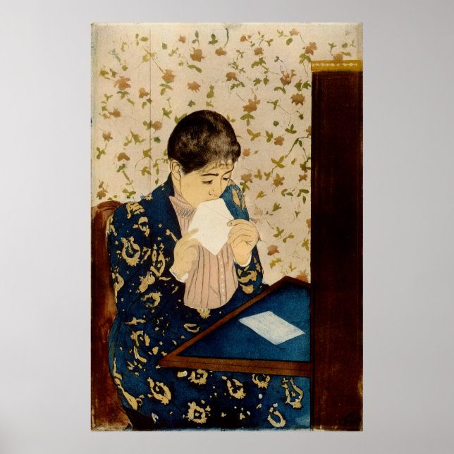 Pôster A letra de Mary Cassatt (cerca de 1891) (Frente)
