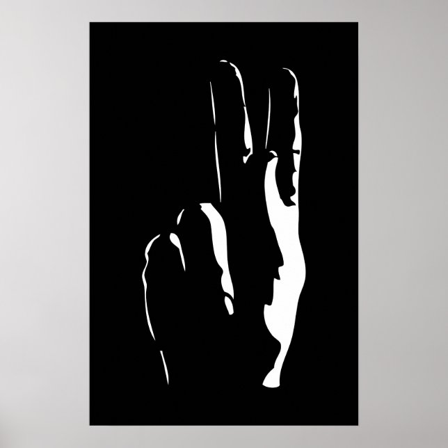 Poster a letra K em linguagem gestual (Frente)