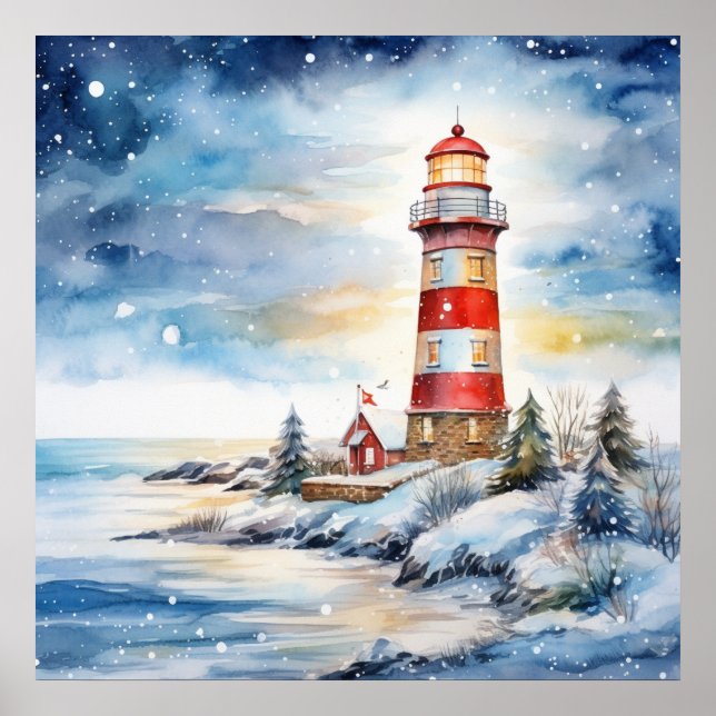 Poster A Lighthouse in Winter (Frente)