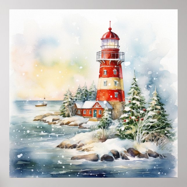 Poster A Lighthouse in Winter (Frente)