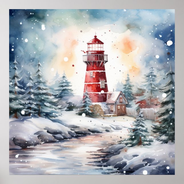 Poster A Lighthouse in Winter (Frente)