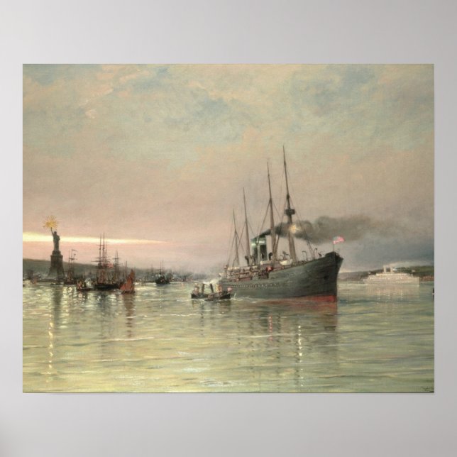 Pôster A Liner and Other Shipping before the Statue of Li (Frente)
