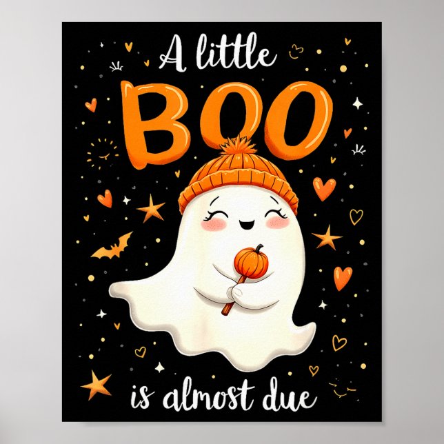 Poster A Little Boo Is Almost Due Expecting Mom Halloween (Frente)
