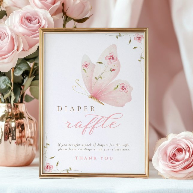Poster A Little Butterfly Diaper Raffle Table Sign (Criador carregado)