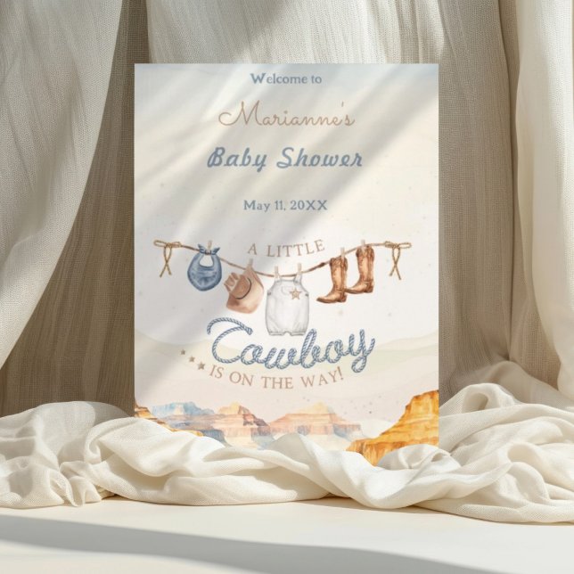 Poster A Little Cowboy Western Canyon Baby Shower Weclome (Criador carregado)