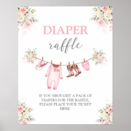 Poster A little Cowgirl Pink Diaper Raffle sign