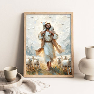 Poster A Little Family, Digital Christian Art, Jesus Resc