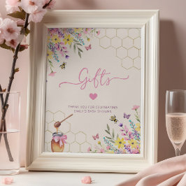 Poster A Little Honey Bee Pink Floral Baby Shower Gifts