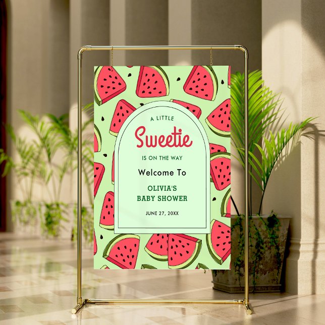 Poster A Little Sweetie Watermelon Baby Shower Welcome  (A Little Sweetie Watermelon Baby Shower Welcome Sign )