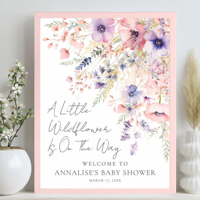 Poster A Little Wildflower Floral Baby Shower Welcome (A Little Wildflower Floral Baby Shower Welcome Poster)